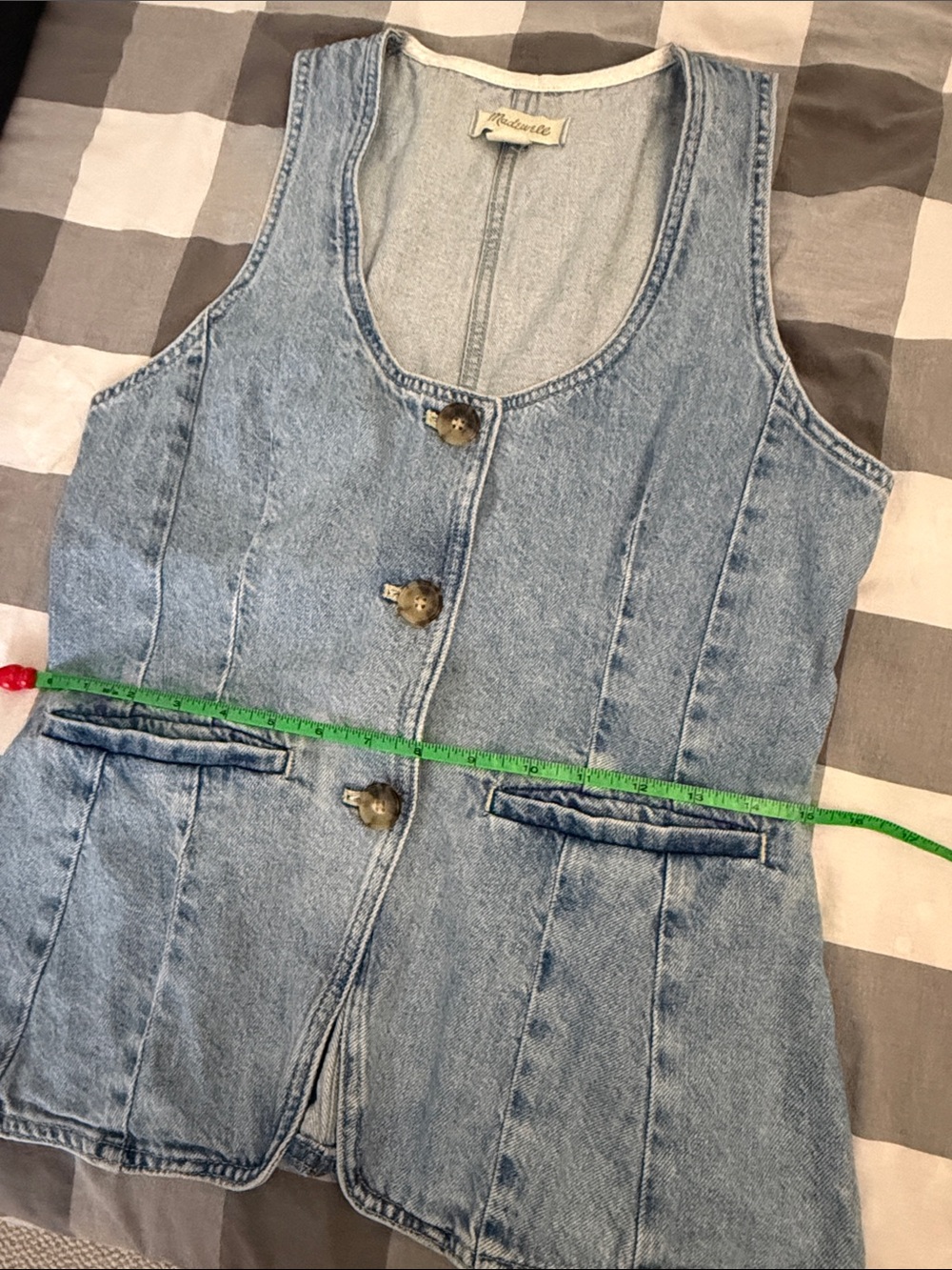 Madewell Light Blue Denim Vest with Button Front - Picture 6 of 7